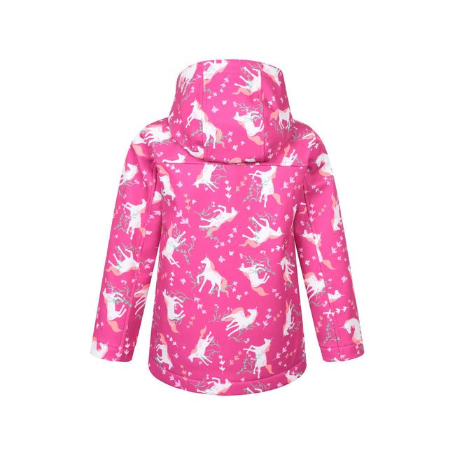 Pink - Back - Mountain Warehouse Childrens-Kids Exodus Printed Water Resistant Soft Shell Jacket