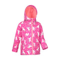 Pink - Side - Mountain Warehouse Childrens-Kids Exodus Printed Water Resistant Soft Shell Jacket
