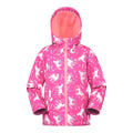Pink - Front - Mountain Warehouse Childrens-Kids Exodus Printed Water Resistant Soft Shell Jacket
