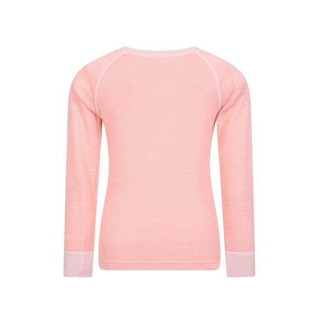 Light Pink - Back - Mountain Warehouse Childrens-Kids Merino II Round Neck Base Layer Top