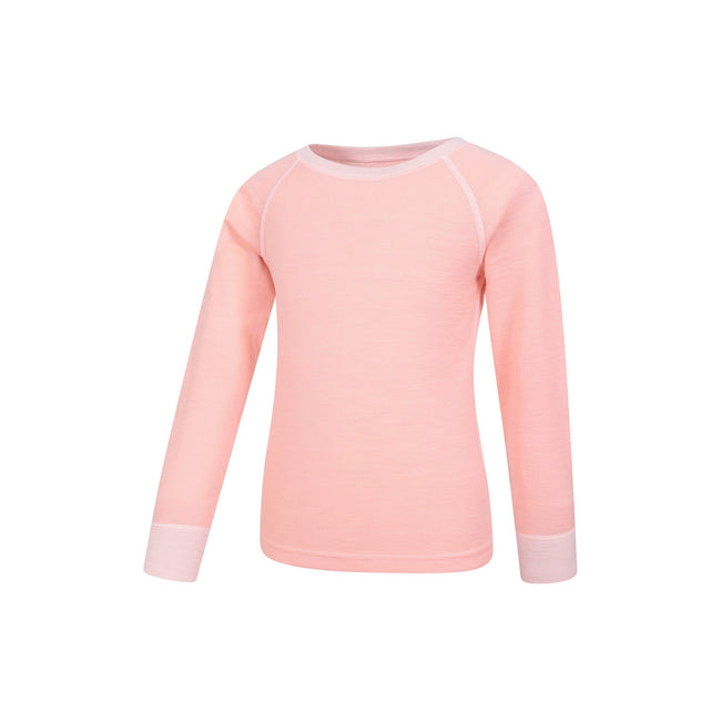 Light Pink - Lifestyle - Mountain Warehouse Childrens-Kids Merino II Round Neck Base Layer Top