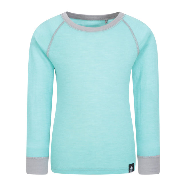 Mint - Front - Mountain Warehouse Childrens-Kids Merino II Round Neck Base Layer Top