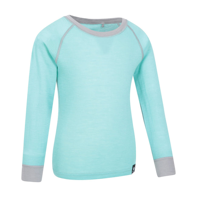 Mint - Back - Mountain Warehouse Childrens-Kids Merino II Round Neck Base Layer Top