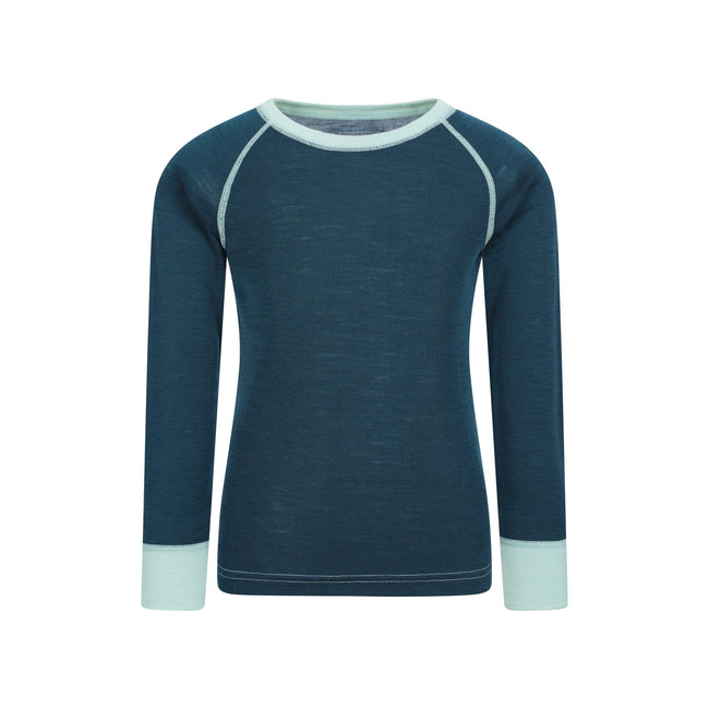 Teal - Front - Mountain Warehouse Childrens-Kids Merino II Round Neck Base Layer Top