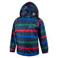 Navy - Side - Mountain Warehouse Childrens-Kids Contrast Striped Waterproof Jacket