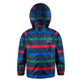 Navy - Front - Mountain Warehouse Childrens-Kids Contrast Striped Waterproof Jacket
