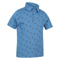 Bright Blue - Side - Mountain Warehouse Childrens-Kids Printed Polo Shirt