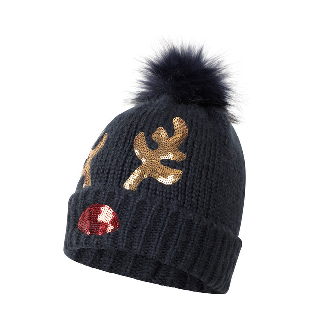 Dark Blue - Lifestyle - Mountain Warehouse Womens-Ladies Reindeer Sequins Beanie