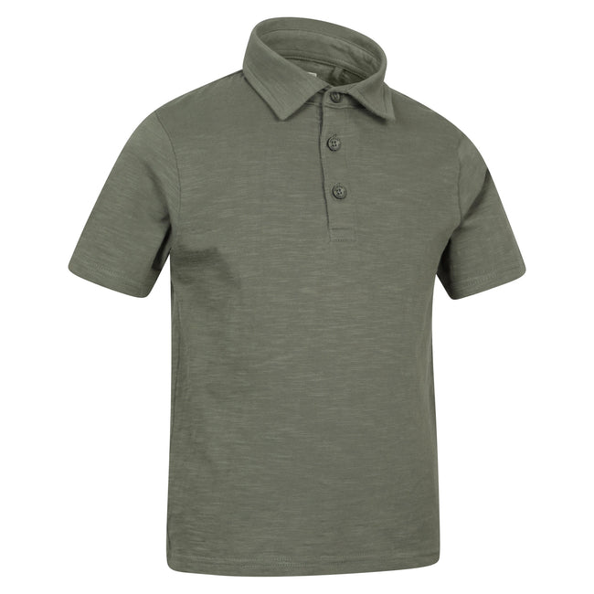 Green - Side - Mountain Warehouse Childrens-Kids Slub Polo Shirt