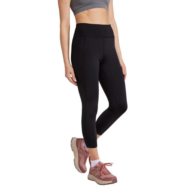 Black - Front - Mountain Warehouse Womens-Ladies Blackout High Waist 7-8 Leggings