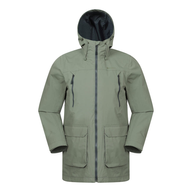 Green - Front - Mountain Warehouse Mens Hastings Long Waterproof Jacket