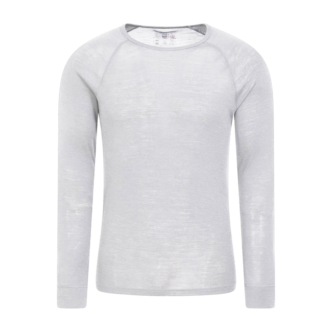 White - Front - Mountain Warehouse Mens Merino Wool Thermal Top