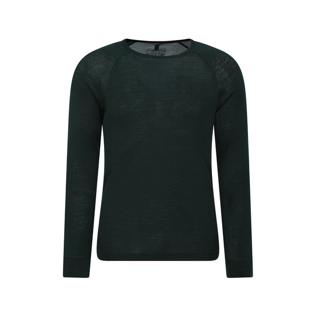 Dark Green - Front - Mountain Warehouse Mens Merino Wool Thermal Top
