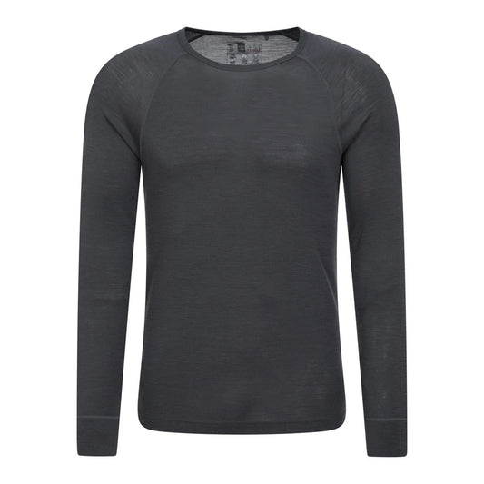 Dark Grey - Front - Mountain Warehouse Mens Merino Wool Thermal Top