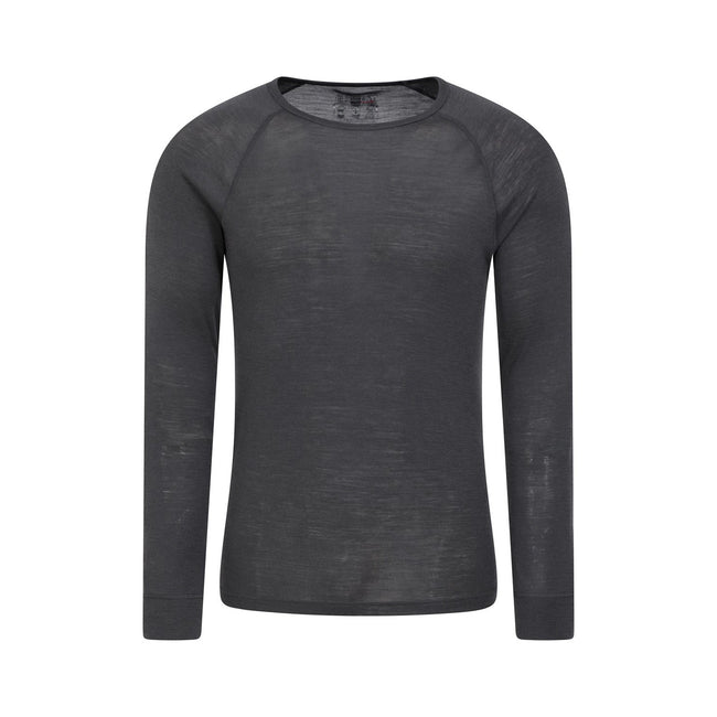 Grey - Front - Mountain Warehouse Mens Merino Wool Thermal Top