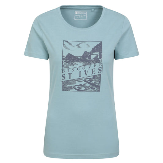 Blue - Front - Mountain Warehouse Womens-Ladies Discover St Ives Printed T-Shirt