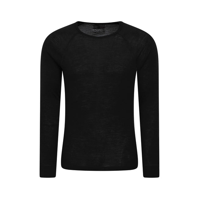 Black - Front - Mountain Warehouse Mens Merino Wool Thermal Top