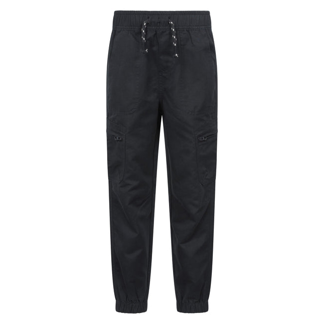Black - Front - Mountain Warehouse Childrens-Kids Expedition Ripstop Anti-Stain Cargo Trousers