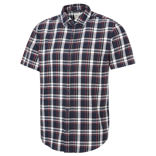 Blue - Side - Mountain Warehouse Mens Trace Flannel Short-Sleeved Shirt