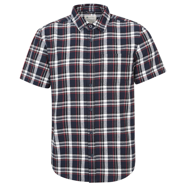 Blue - Front - Mountain Warehouse Mens Trace Flannel Short-Sleeved Shirt