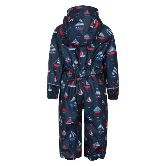 Navy - Back - Mountain Warehouse Childrens-Kids Puddle Printed Waterproof Rain Suit