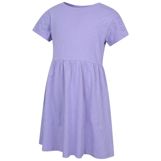Lilac - Side - Mountain Warehouse Girls Izzy Broderie Sleeve Dress