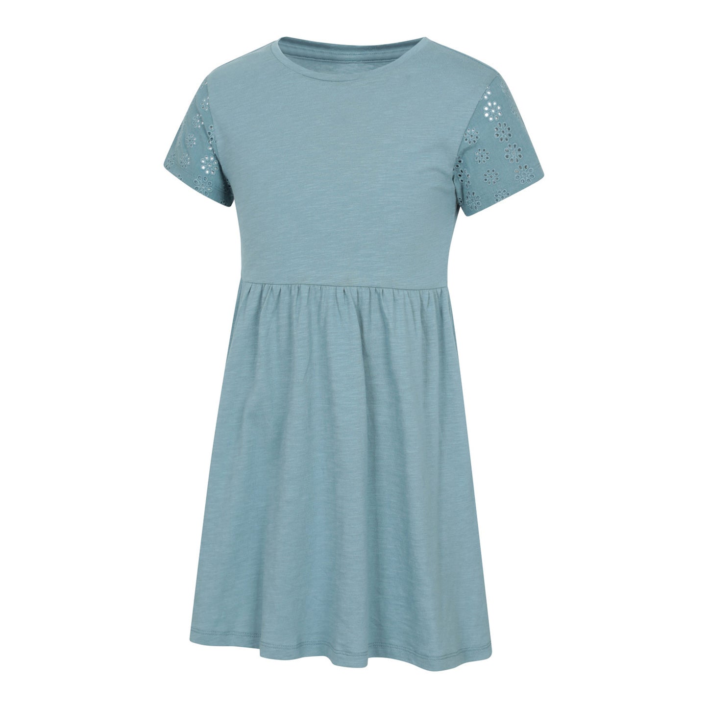 Light Blue - Side - Mountain Warehouse Girls Izzy Broderie Sleeve Dress