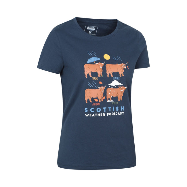 Navy - Side - Mountain Warehouse Womens-Ladies Scottish Weather Forecast T-Shirt