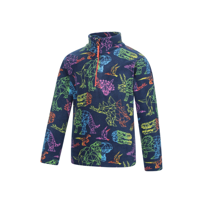 Navy - Lifestyle - Mountain Warehouse Childrens-Kids Pursuit Dinosaur Half Zip Fleece Top
