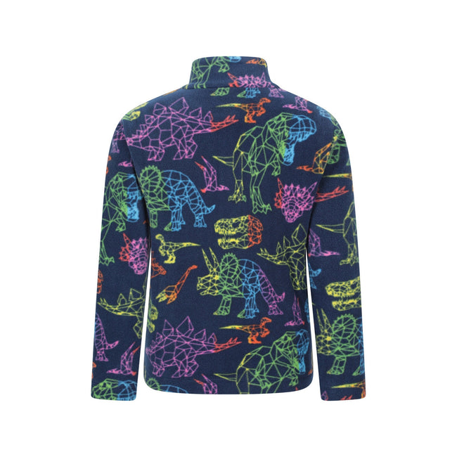 Navy - Back - Mountain Warehouse Childrens-Kids Pursuit Dinosaur Half Zip Fleece Top