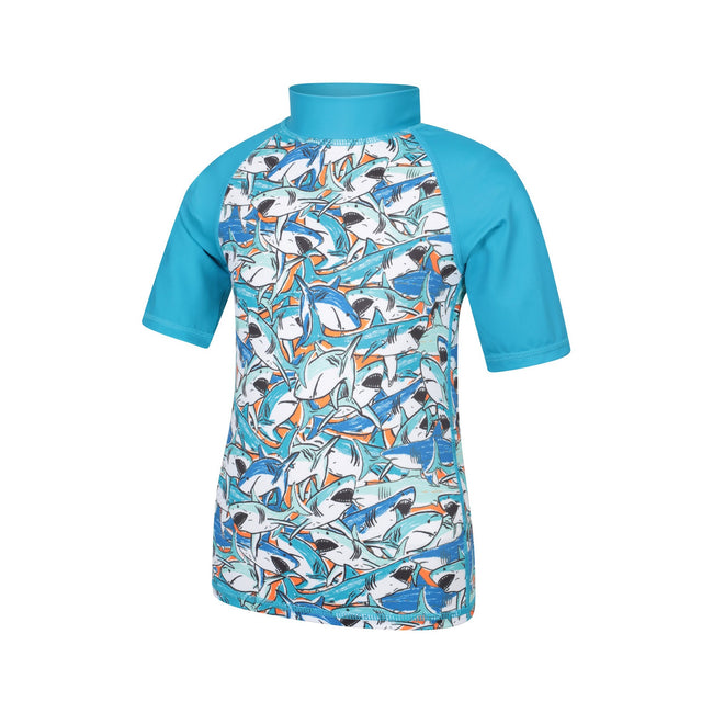 Bright Blue - Lifestyle - Mountain Warehouse Childrens-Kids Shark Long-Sleeved Rash Top