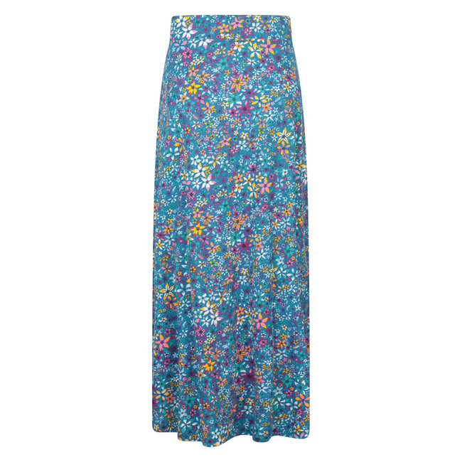 Dark Teal - Side - Mountain Warehouse Womens-Ladies Shore Floral Jersey Maxi Skirt