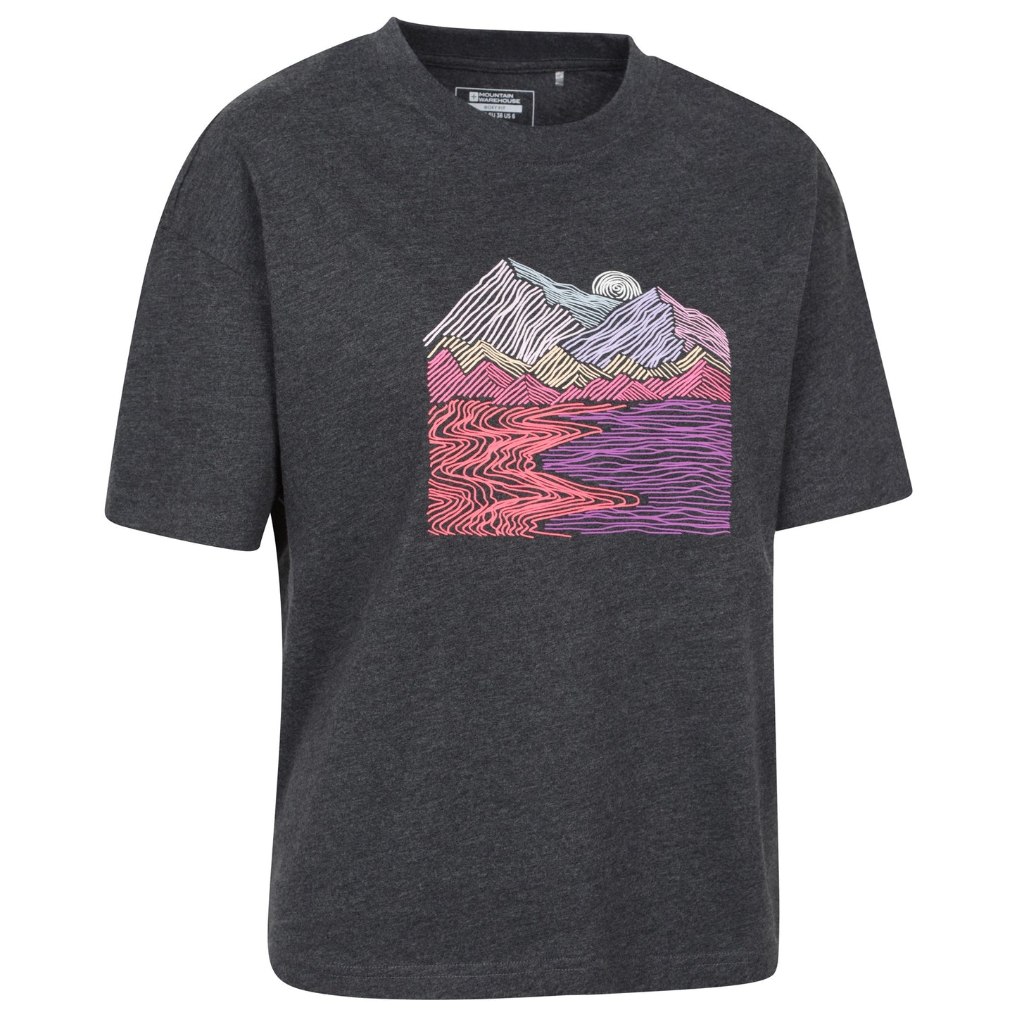 Charcoal - Side - Mountain Warehouse Womens-Ladies Landscape Boxy T-Shirt