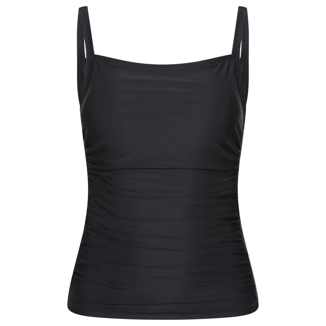 Black - Front - Mountain Warehouse Womens-Ladies Plain Tummy Control Tankini Top