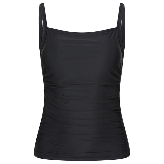 Black - Front - Mountain Warehouse Womens-Ladies Plain Tummy Control Tankini Top