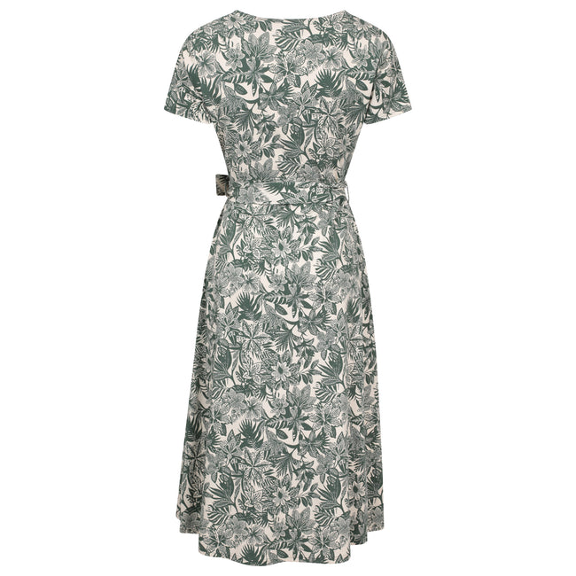 Khaki Green - Back - Mountain Warehouse Womens-Ladies Santorini Floral Wrap Midi Dress