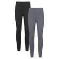 Grey-Black - Front - Mountain Warehouse Womens-Ladies Cotton Blend Leggings (Pack of 2)