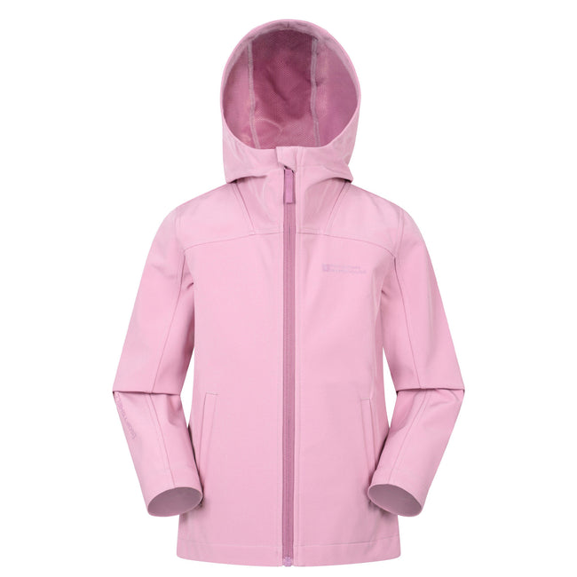 Dark Pink - Front - Mountain Warehouse Childrens-Kids Retreat Lightweight Soft Shell Jacket