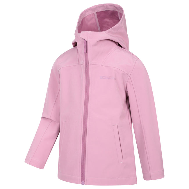 Dark Pink - Side - Mountain Warehouse Childrens-Kids Retreat Lightweight Soft Shell Jacket