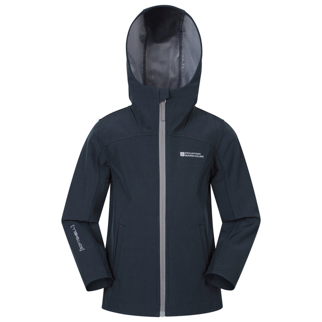 Black - Front - Mountain Warehouse Childrens-Kids Retreat Lightweight Soft Shell Jacket