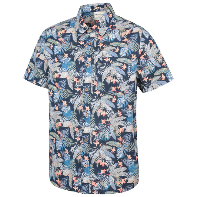 Blue - Side - Mountain Warehouse Mens Tropical Floral Short-Sleeved Shirt
