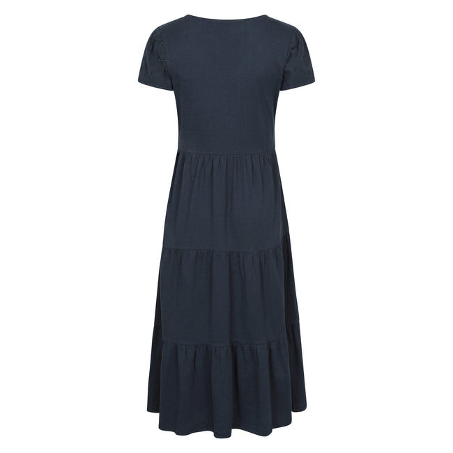 Navy - Back - Mountain Warehouse Womens-Ladies Malaga Tiered Broderie Sleeve Dress