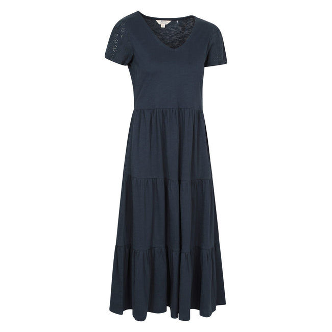 Navy - Side - Mountain Warehouse Womens-Ladies Malaga Tiered Broderie Sleeve Dress
