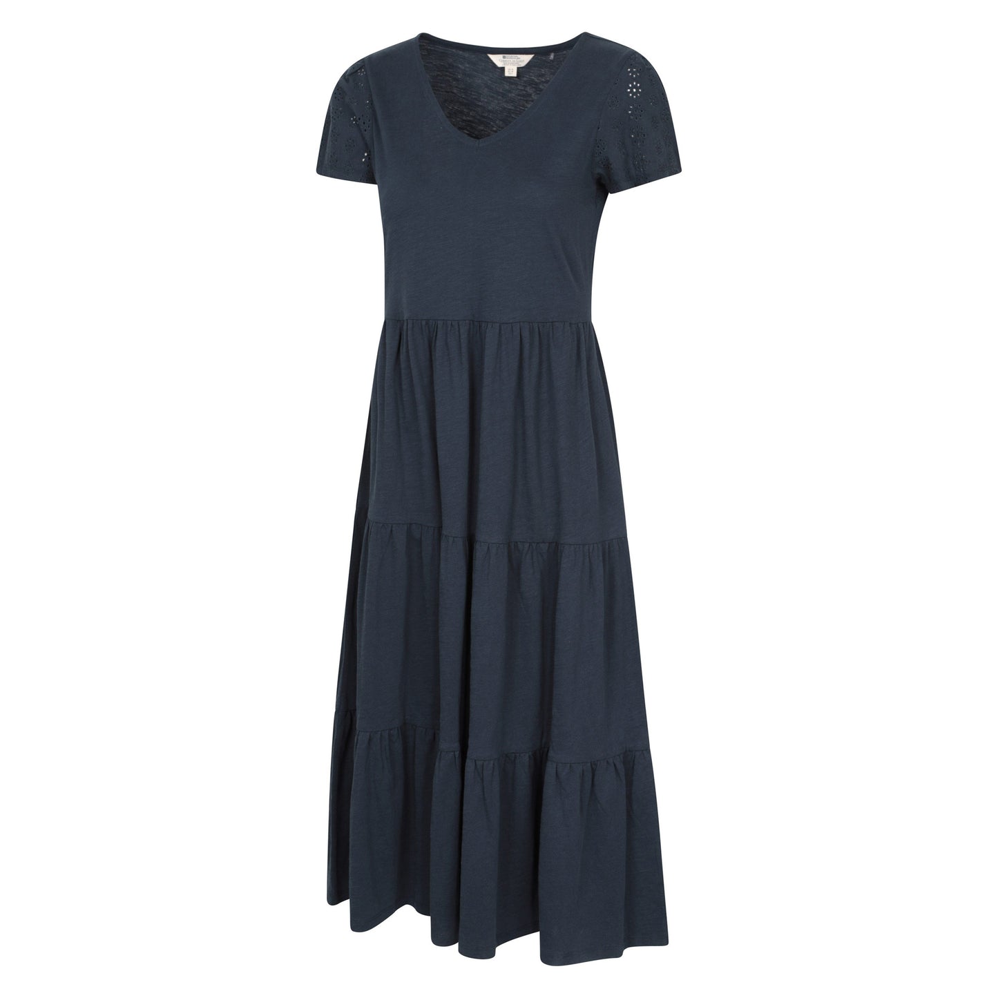 Navy - Lifestyle - Mountain Warehouse Womens-Ladies Malaga Tiered Broderie Sleeve Dress