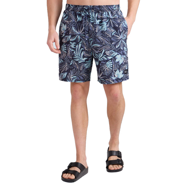 Dark Blue - Side - Animal Mens Deep Dive Leaves Boardshorts