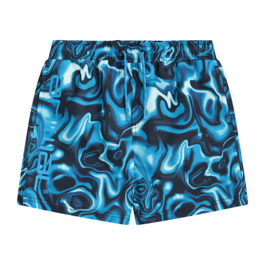 Dark Blue - Front - Animal Childrens-Kids Jed Marble Swirl Boardshorts