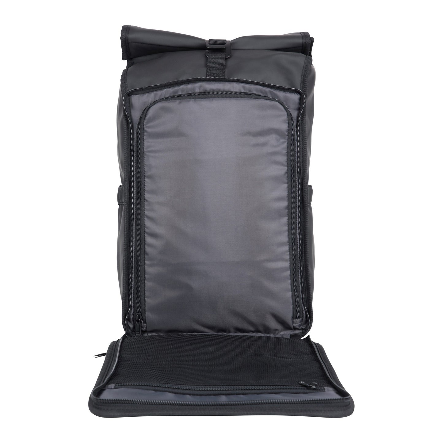 Black - Close up - Mountain Warehouse Commuter Roll Top 22L Backpack