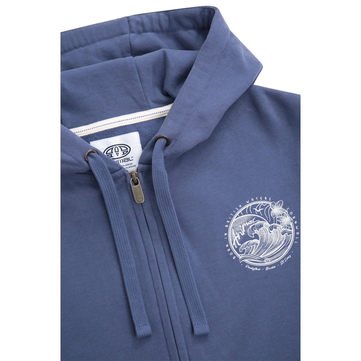 Blue - Side - Animal Womens-Ladies Maya Cornwall Zipped Hoodie