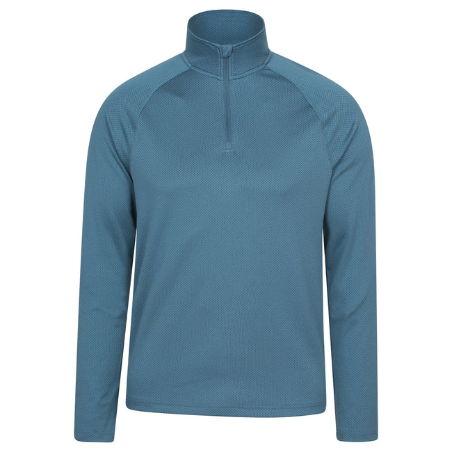 Light Blue - Front - Mountain Warehouse Mens Spin Textured Half Zip Sweatshirt