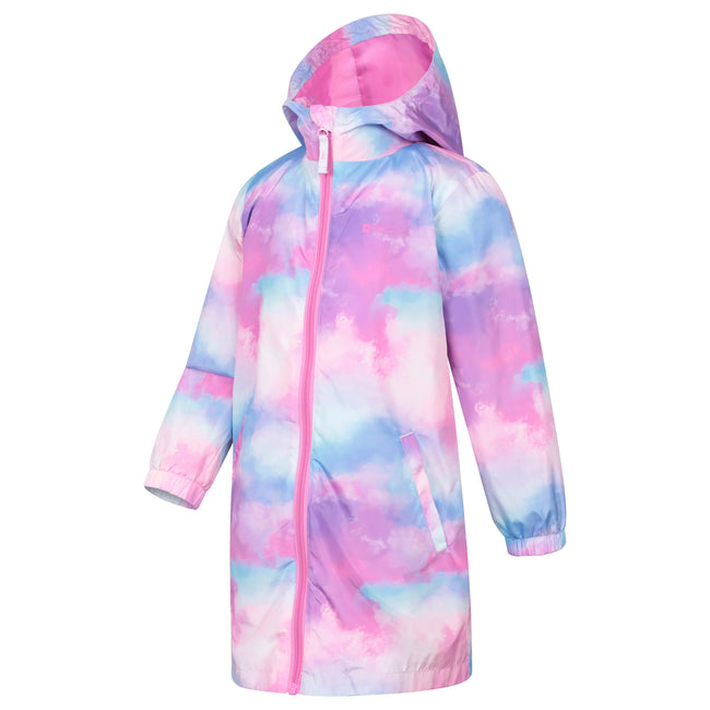 Pink - Side - Mountain Warehouse Childrens-Kids Flo Printed Water Resistant Padded Jacket